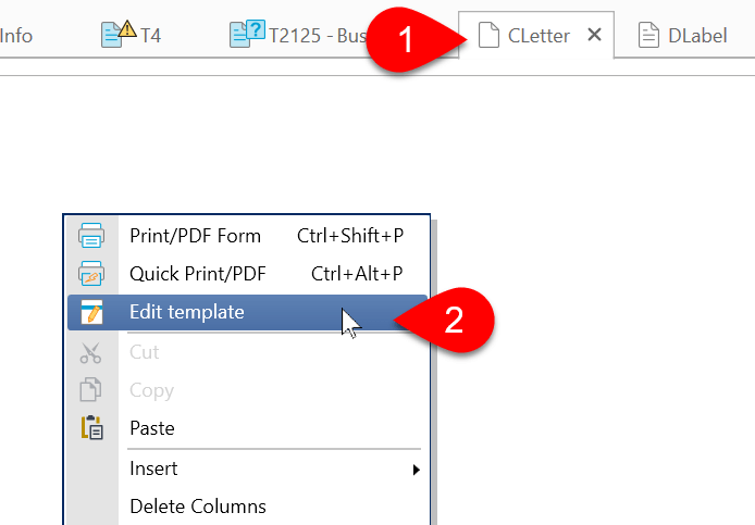 Screen Capture: Open the Template Editor
