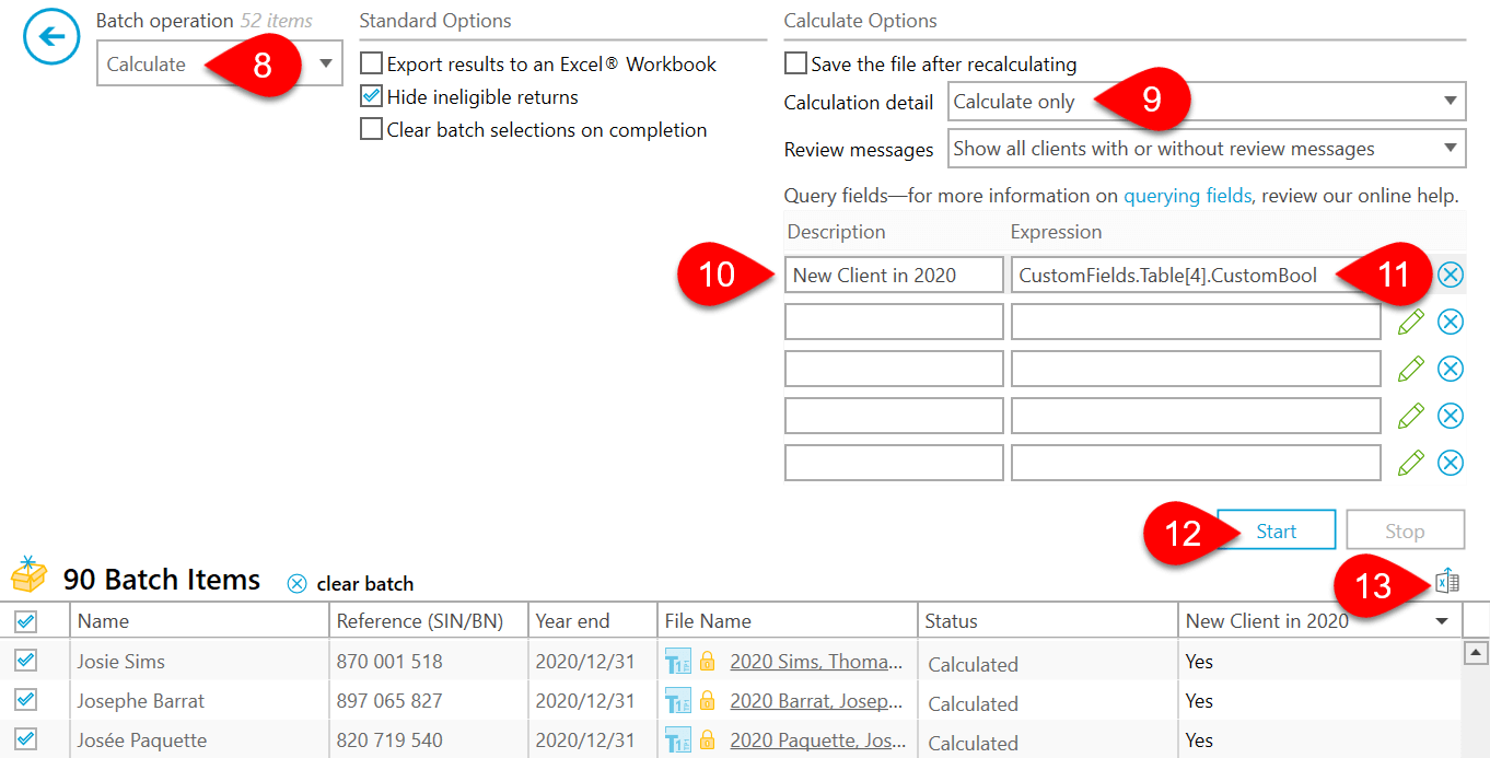 Screen Capture: Batch Calculate Custom Fields