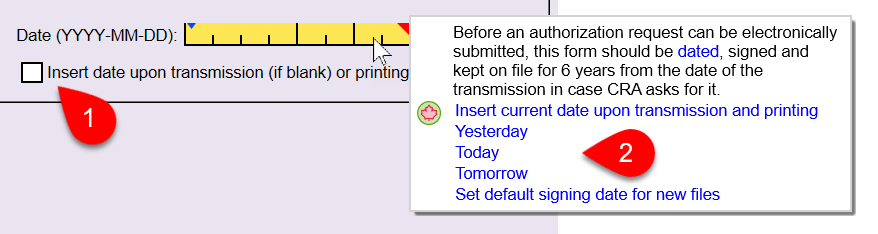 Screen Capture: Enter Signing Date