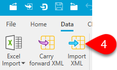 Screen Capture: Import XML in Data menu