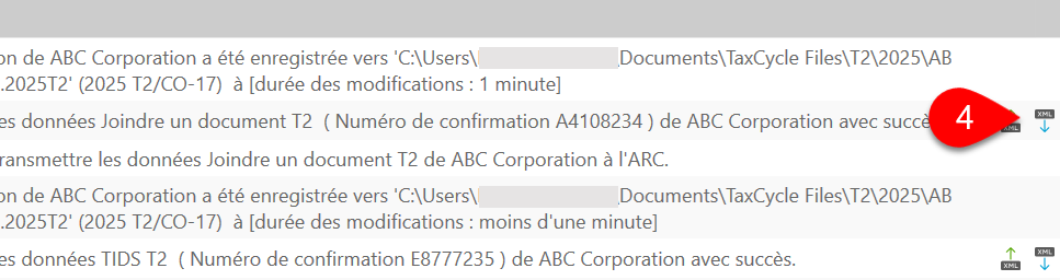 Capture d'écran : Cliquez sur la flèche bleue