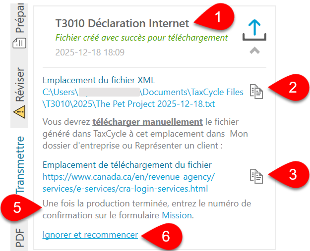 Screen Capture: T3010 text file successfully built for upload