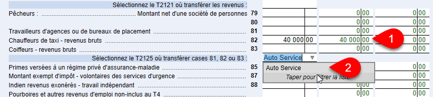 Revenu declare sur un feuillet