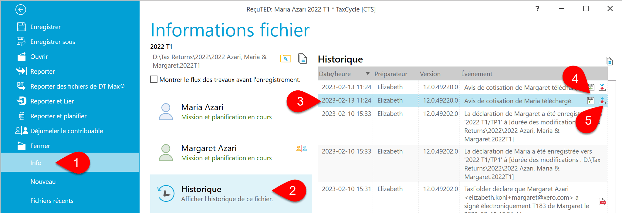 Capture d’écran : Renseignements du fichier