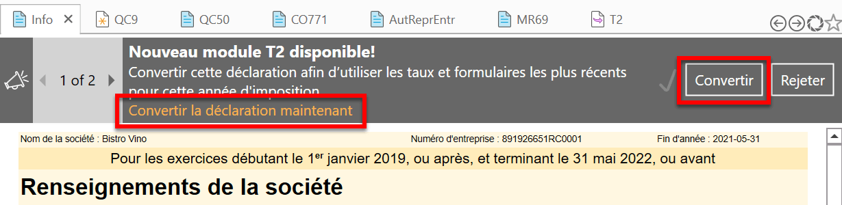 Capture d’écran : Nouveau module T2 disponible!