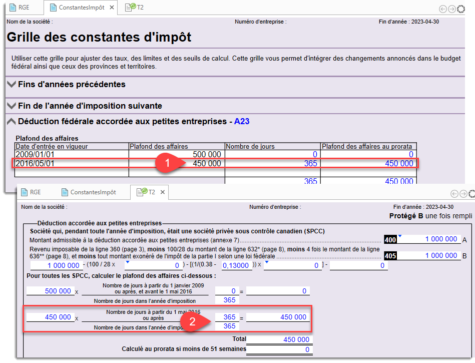 Plafond pour les petites entreprises sur ConstantesImpôt