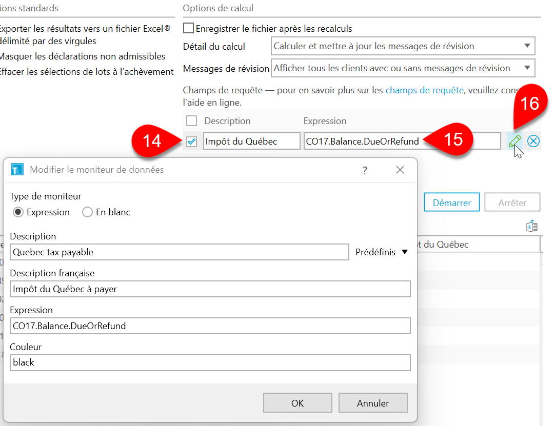 Capture d'écran : Requête par lots