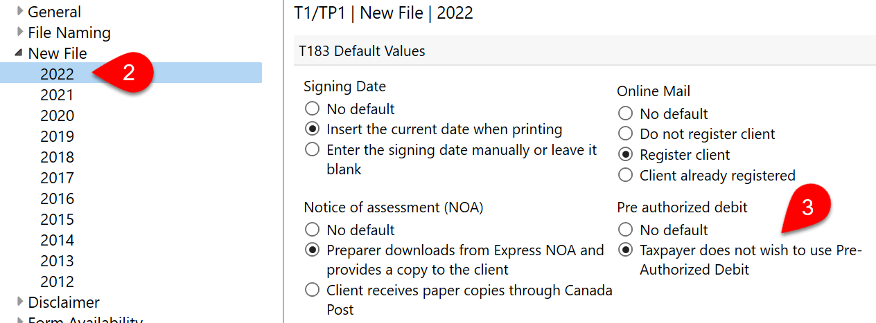 Screen Capture: New File Options