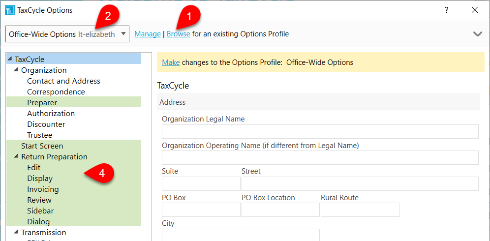 Screen Capture: Browse to Load an Options Profile