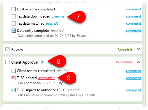 Overridden workflow tasks