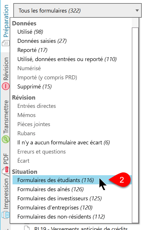 Image : formulaires des étudiants