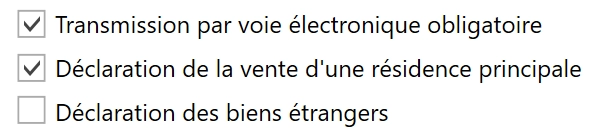 Capture d'écran : Sortie pour les cases à cocher