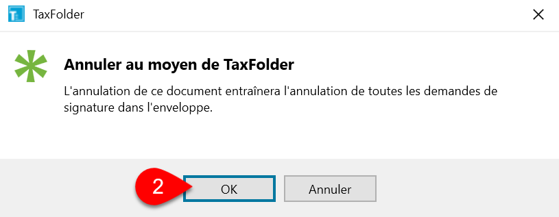 Capture d'écran : Annuler la demande de signature dans TaxCycle