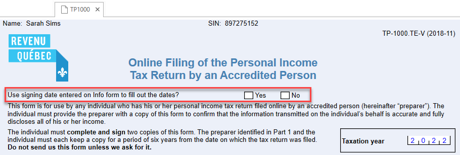 Screen Capture: Signing date on TP1000