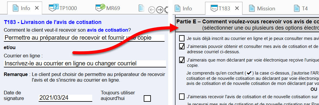 Capture d’écran : Info aux champs T183