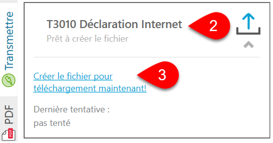 Capture d'écran : Créer le fichier pour téléchargement maintenant!