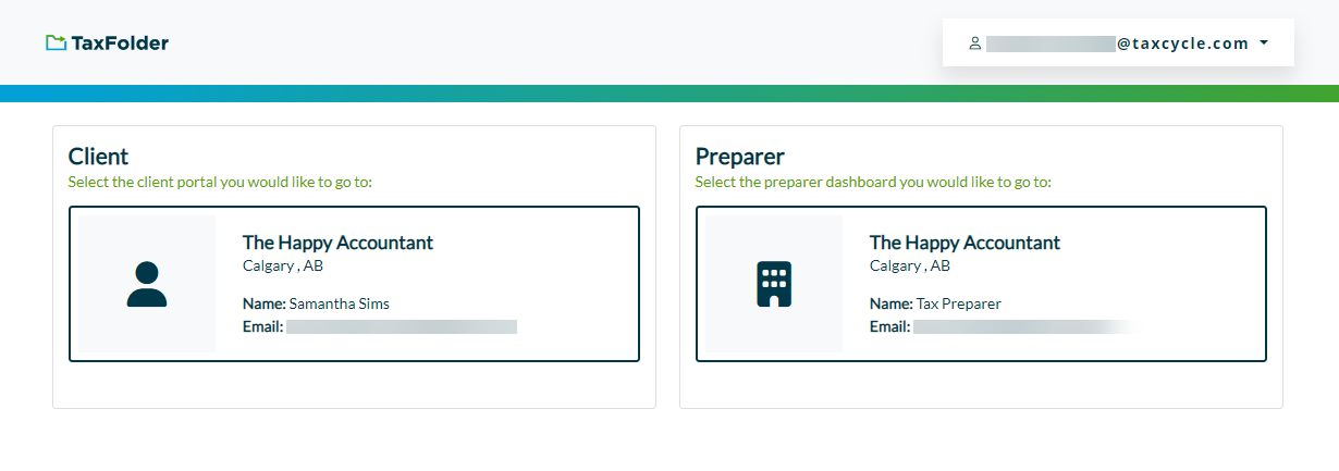 Screen Capture: Support for multiple client portals in TaxFolder