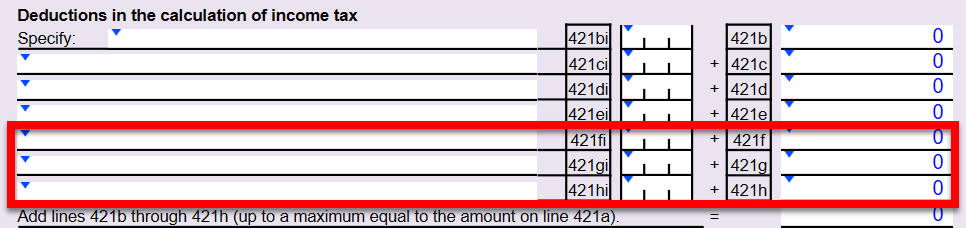 Screen Capture: CO-17 deductions