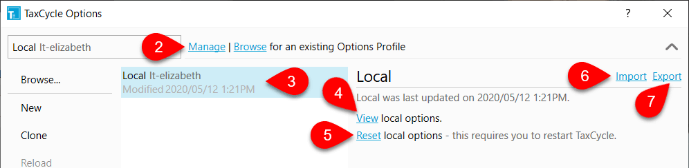 Screen Capture: Local Options