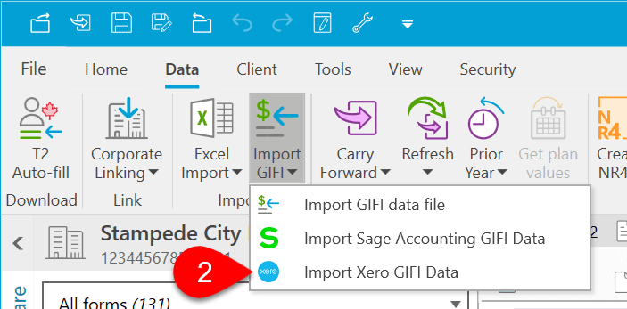 Screen Capture: Import Xero Account GIFI Data