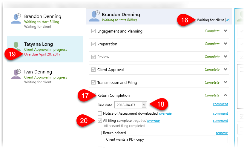 Return completion and waiting for client