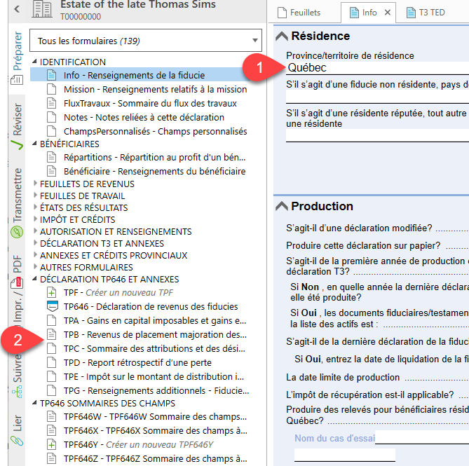 Capture d’écran : Section Résidence sur la grille de calcul Info