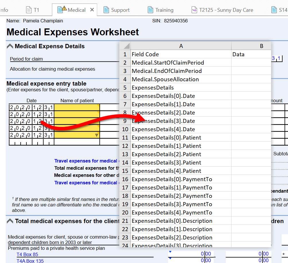 Screen Capture: Expandable Tables