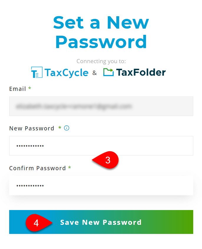 Screen Capture: Set a New Password