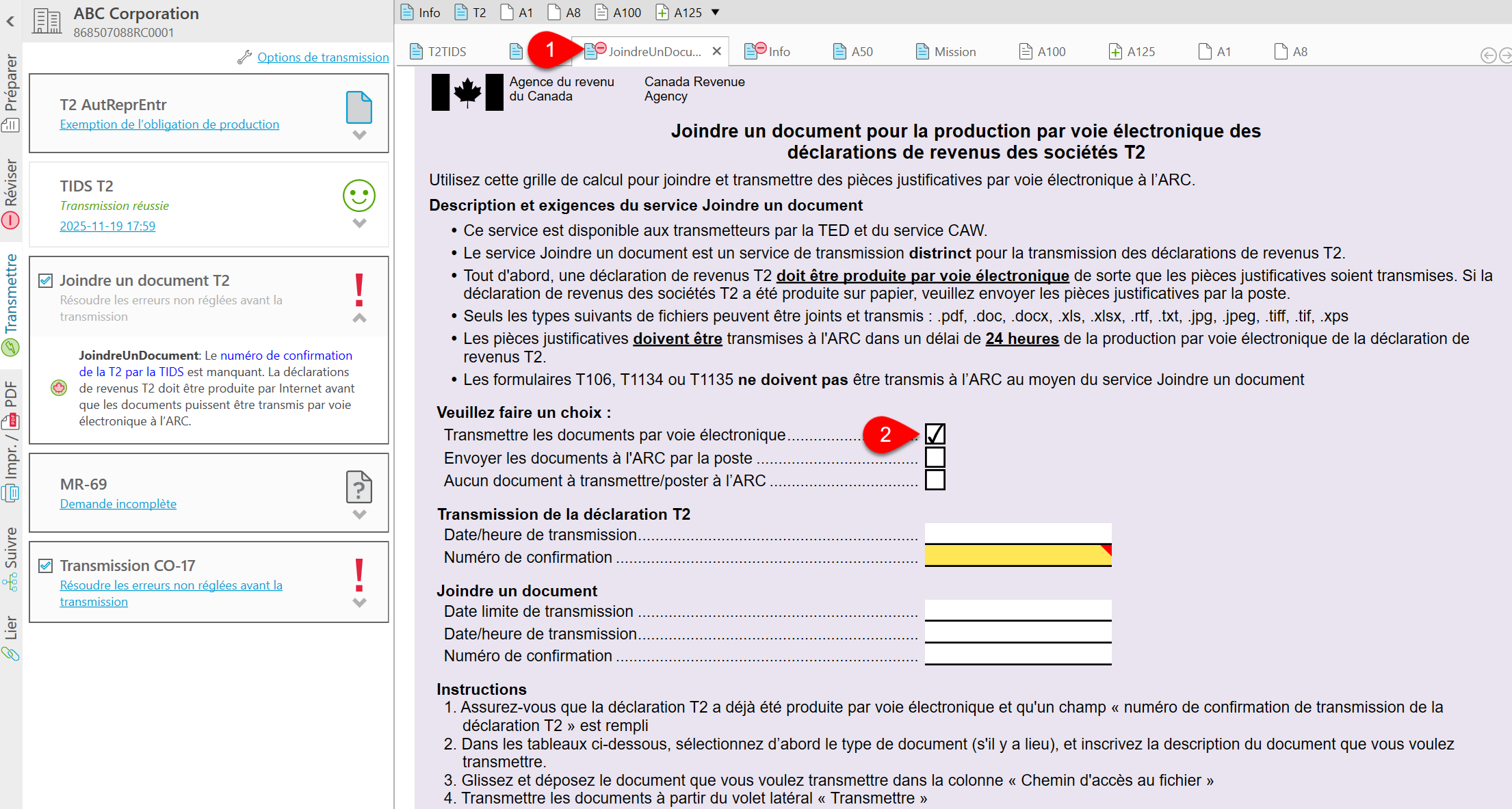 Capture d'écran : grille JoindreUnDocument