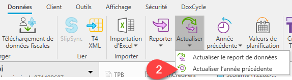 Capture d'écran : Actualiser la déclaraiton de l'année précédente