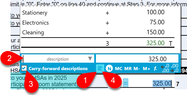 Screen Capture: Tape descriptions