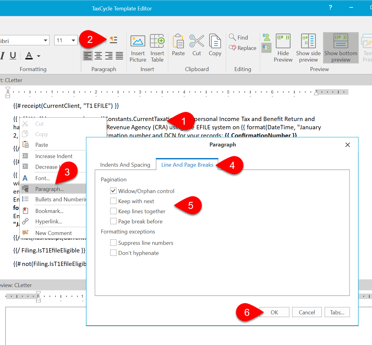 Screen Capture: Go To Paragraph Properties