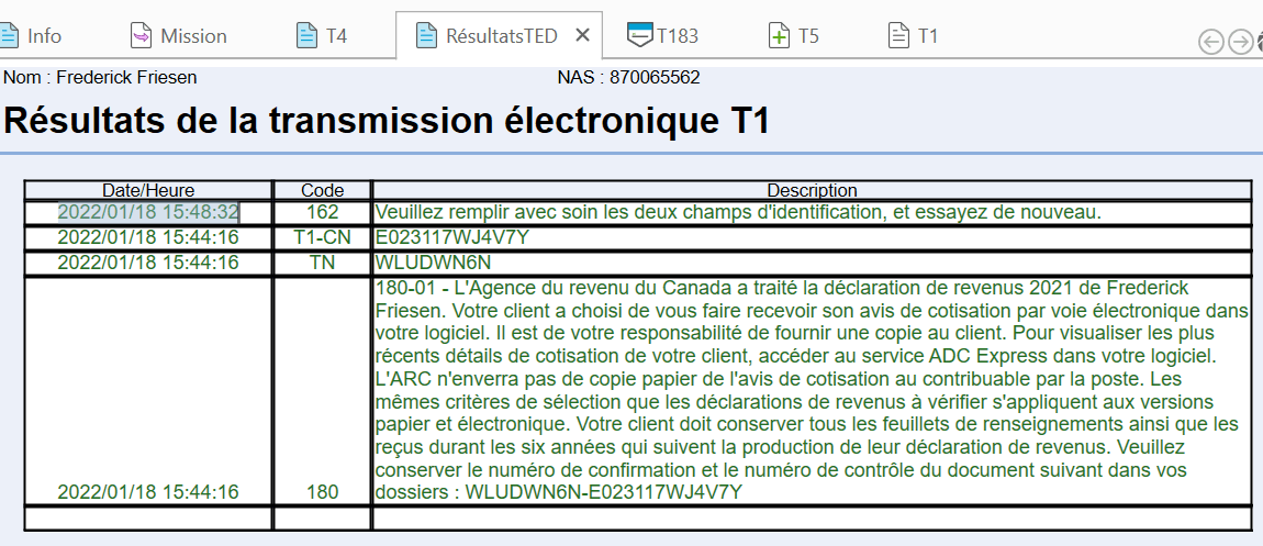 Capture d’écran : Grille de calcul Transmission électronique d’une T1