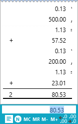 Sample tape with the order of operations