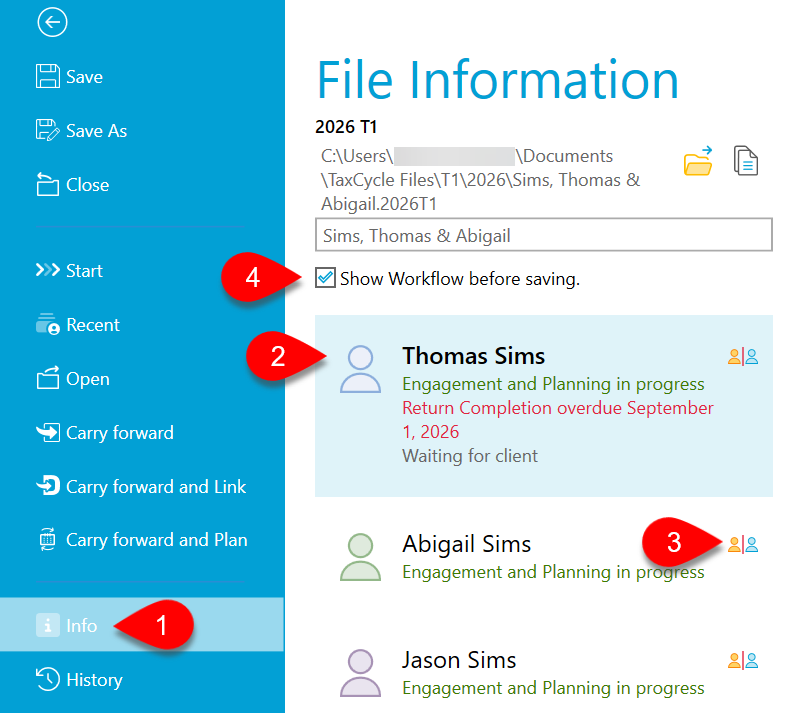 Screen Capture: Taxpayer Information