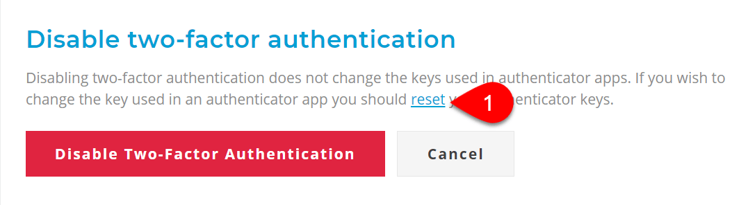 Screen Capture: Reset Authentication Keys