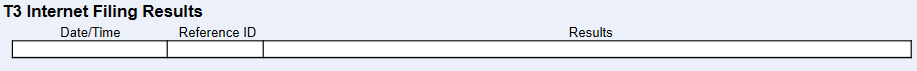 Screen Capture: T3 Internet Filing Results table