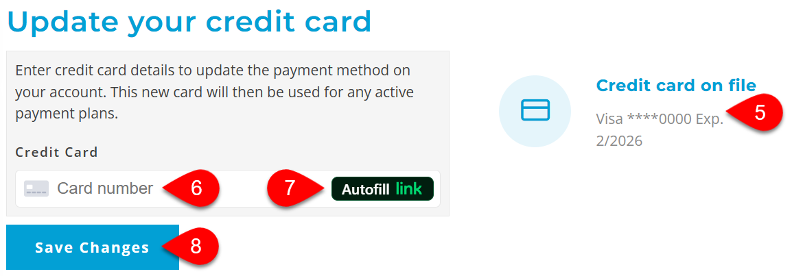 Screen Capture: Update your credit card
