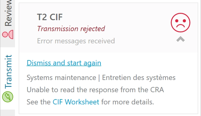 Screen Capture: T2 CIF Box in TaxCycle