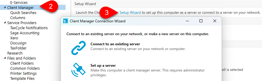 Screen Capture: Link for Setup Wizard
