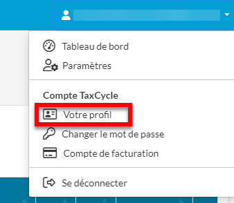 Capture d'écran : Votre profil TaxFolder