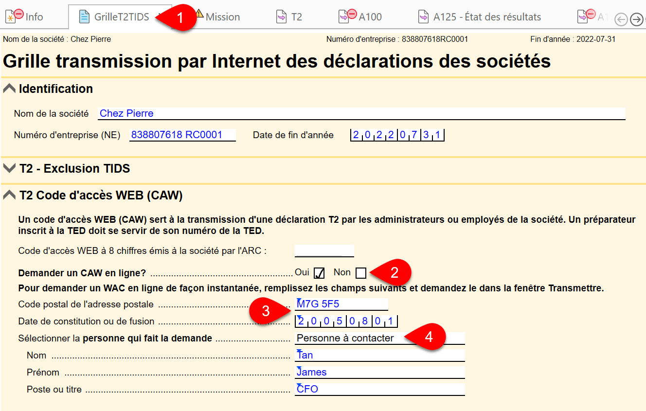 Screen Capture: T2CIFWS worksheet