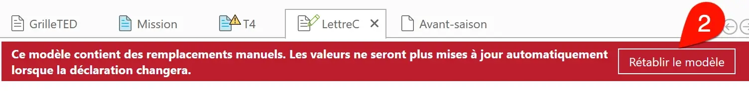 Capture d’écran : message de remplacement