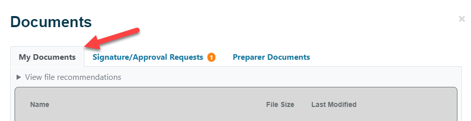 Documents tab