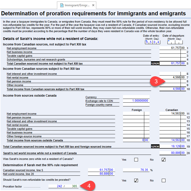 Screen Capture: Immigrant/Emigrant worksheet