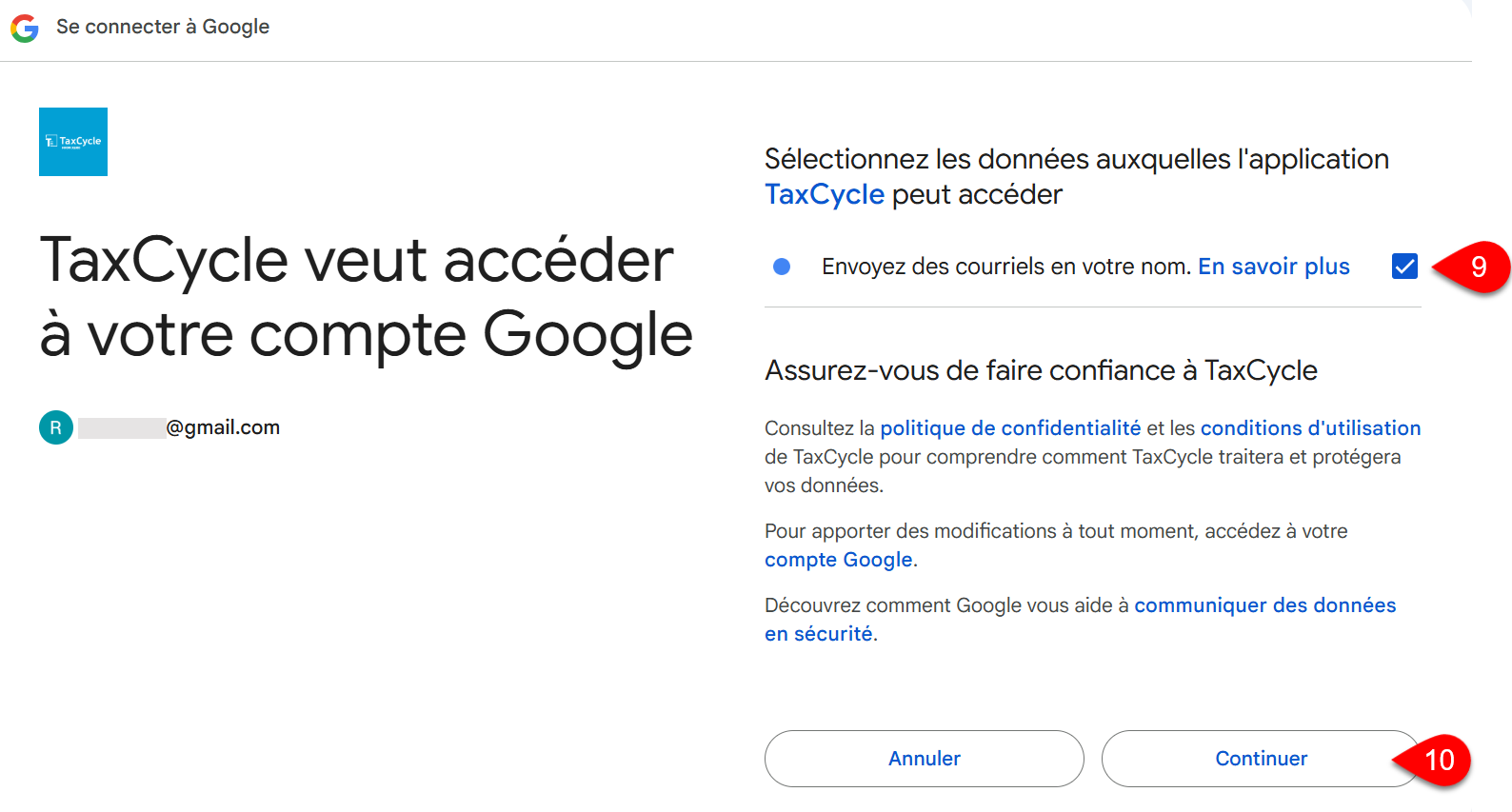 Capture d'écran : Envoyez des courriels en votre nom