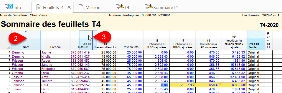Image : Sommaire des feuillets T4