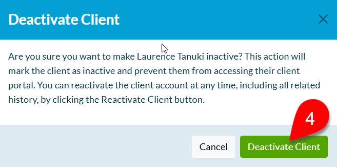 Screen Capture: Confirm deactivation