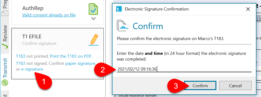 Screen Capture: E-signature date