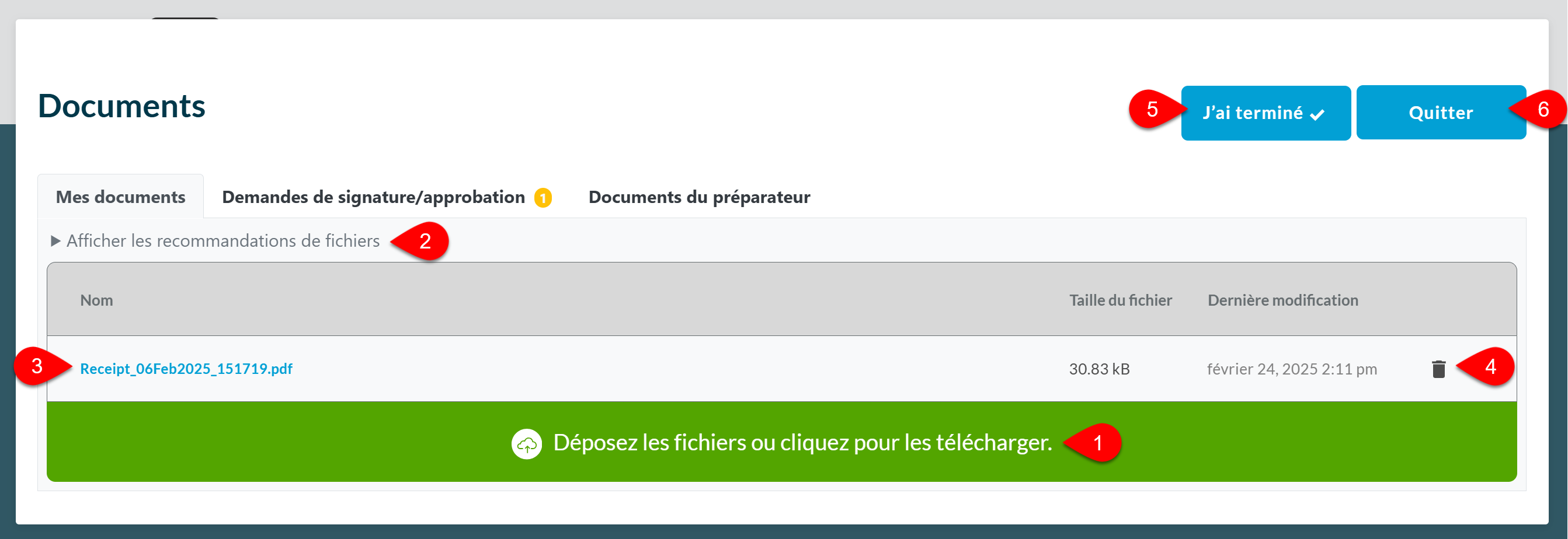 Capture d'écran : Mes documents